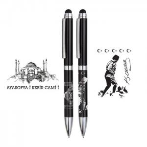 Kabartma Figürlü Metal Tükenmez Kalem